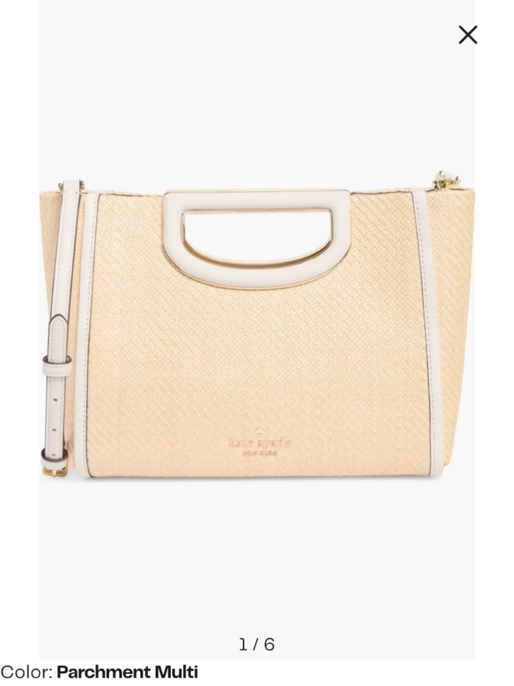kate spade Cream Straw Shoulder Bag with White Trim